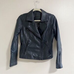 BLANK NYC Black Moto Biker Fitted Faux Leather Jacket Size XS